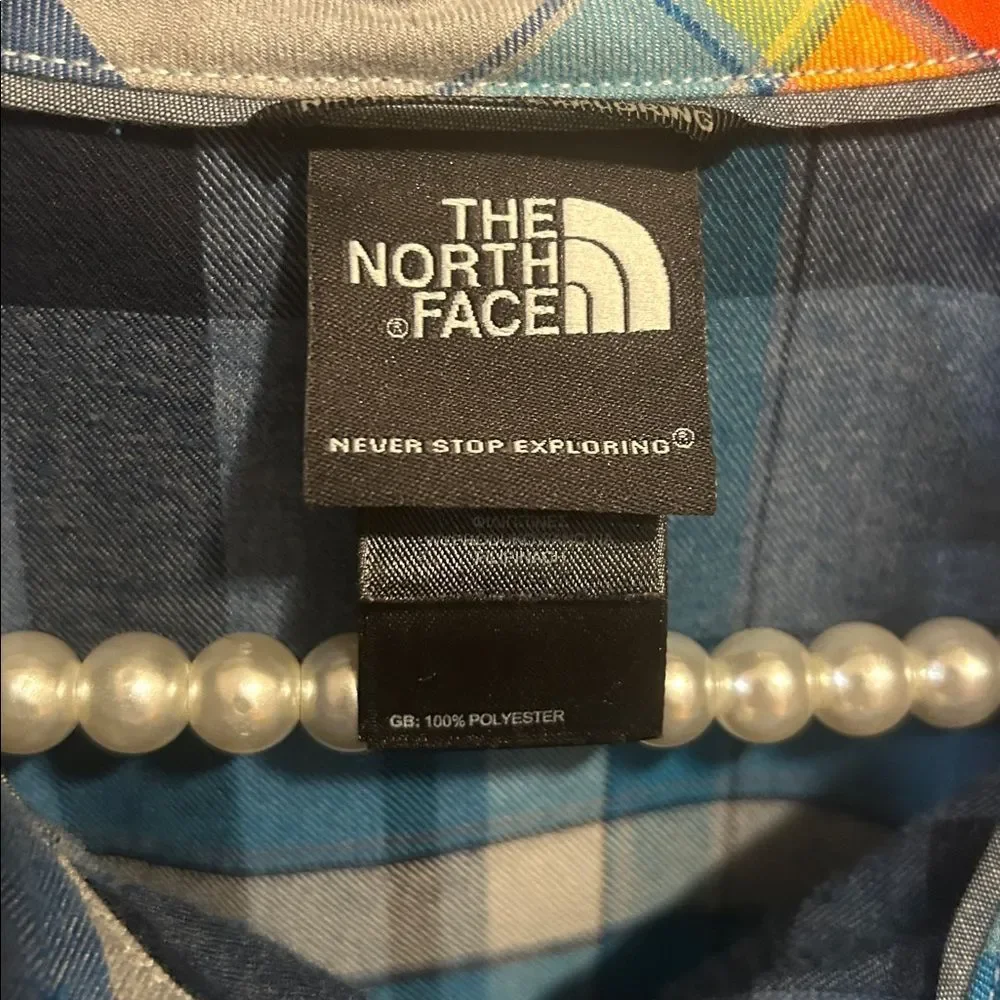 The North Face Mens XXL Blue Plaid Tomales Flannel Hiking Shirt L/S